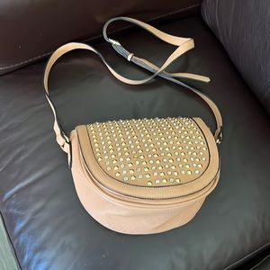 NWOT Crossbody bag. Tan With Rhinestone Embellishments
